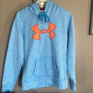 Under Armour Light Blue Hoodie with Bright Orange Logo